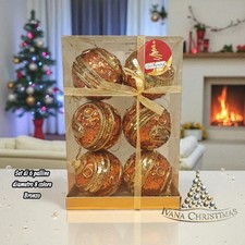 Eleganza Natalizia: Set 6 Palline di Natale Bronzo & Oro – Ø 8 cm Colori caldi