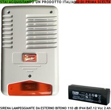 Sirena Esterna Lampeggiante Led Stato Impianto Allarme Batteria 12 V 2 AH Fiamm