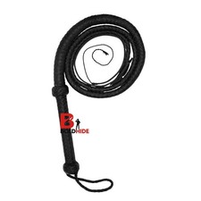 Frusta Indiana Jones 8 Piedi Vera Pelle Nera 12 Fili Intrecciata a Mano Western