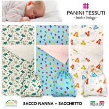 SET ASILO 4 stagioni nido 2-6 anni SACCO NANNA trapuntato 138x68 cm + SACCHETTO