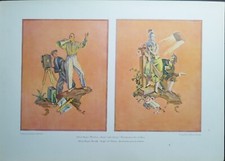 ANTICA STAMPA COLORI 1918 DECORAZIONE PER UN CINEMA ALFRED HAGEL DEKORATIVE