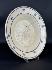 Ceramica Di Grottaglie Antico Piatto 29cm Maiolica Popolare Fine XIX Sec.