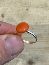 Prezioso anello d'argento con raro corallo mediterraneo di fine ottocento