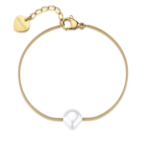 Bracciale perla acciaio oro - bracciale,