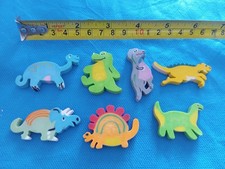x7 GOMME GOMMINE da COLLEZIONE Vintage ERASER Anni 80 DINOSAURI ANIMALI JURASSIC