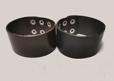 Bracciale Cuoio/ Pelle Artigianale Regolabile polsino Nero/ Marrone uomo 3,5cm