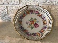 Gorgeous SCHUMANN PIERCED EDGE PLATE BAVARIA DRESDEN 8.0" WIDE US ZONE 7.5  x 2"