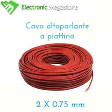 100mt MATASSA CAVO PIATTINA ROSSO NERA 2X0,75mm ALIMENTAZIONE ELETTRONICA LED