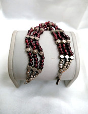 ANTICO BELLISSIMO BRACCIALE 3 FILI AUTENTICHE TORMALINE E ARGENTO 925.