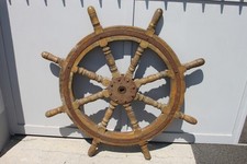 ANTICO TIMONE IN LEGNO PER NAVI, PESCHERECCI DIAM RUOTA 80 cm DIAM EST 100