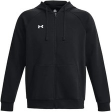 Felpa Under Armour Rival Full Zip Uomo Misto Cotone Nero