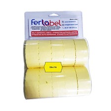 BLISTER FERLABEL DA 10 ROTOLI GIALLI (10.000 ETICHETTE) PER PREZZATRICE 26X16