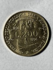 MONETA ITALIA DA 200 LIRE DEL 1996 CENTENARIO ACCADEMIA GUARDIA DI FINANZA.