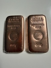 2 lingotti rame 500 g 999,9