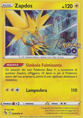 Carta pokemon zapdos - carta,