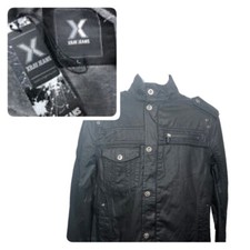 Nuovo - XRAY Jeans Cappotto Giacca Moto Uomo Nero Taglia L Cerniere #0672