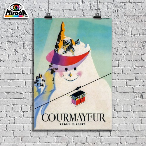 Poster vintage courmayeur - poster,