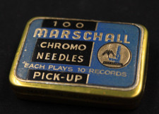 Antica Scatola Latta Puntine Grammofono Pubblicità Marschall Pick-Up Chromo