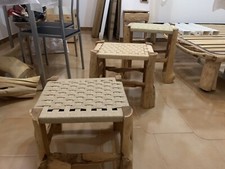 Set di 3 Sgabelli Artigianali Fatti A Mano In Legno Di Ginepro