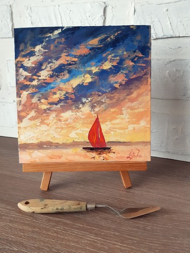 Barca vela dipinto olio - vela,