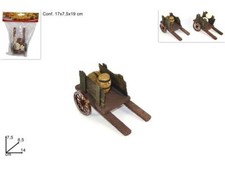 Miniatura carrettino in legno con botti 7,5x8,5x14 cm