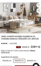 Letto Matrimoniale BELIANI Bianco | Ferro Battuto. | Mod. ANTLIA