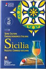 asta ITALIA 2021 MONETA FDC 5 EURO SICILIA PASSITO E CANNOLO SICILIANO COINCARD