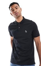 Polo ABERCROMBIE uomo taglia media nera icona tonale logo non sudare NUOVA