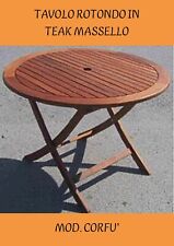 Tavolo rotondo da giardino in legno teak massello thailandese diam. 100 cm.