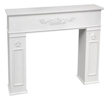 CORNICE FINTO CAMINO CAMINETTO LEGNO BIANCO CLASSICO MODERNO SHABBY 110*23*h94cm