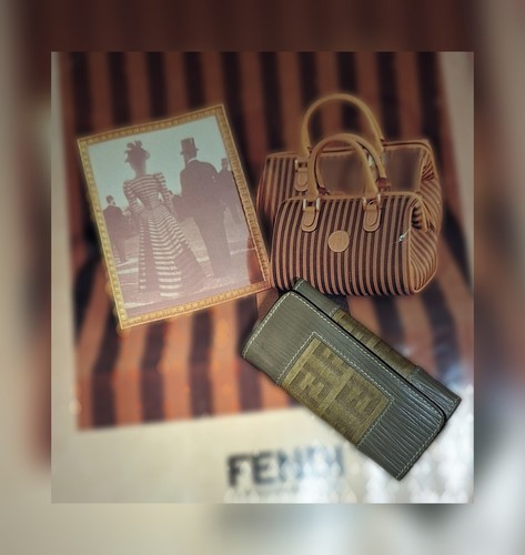 Fendi portachiavi pelle - pelle, tela