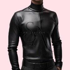 Camicia uomo nera vera pelle