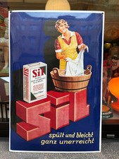 SIL Henkel targa smaltata bombata tabella pubblicitaria