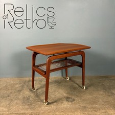 Tavolino/trolley per bevande in rattan teak danese Arne Hovmand-Olsen Mogens Kold