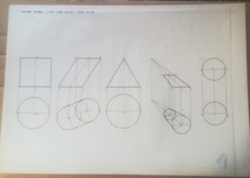 UNA TAVOLA DI DISEGNO TECNICO A MATITA E CHINA - LICEO SCIENTIFICO - VINTAGE