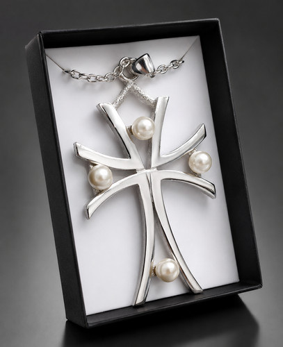 Collana croce donna - croce, perle