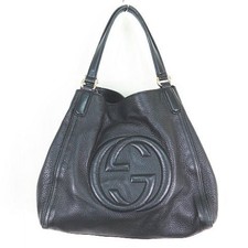 Gucci Soho Tote Bag Borsa a Mano 282309 Incastro Pelle Nera Autentica Donna