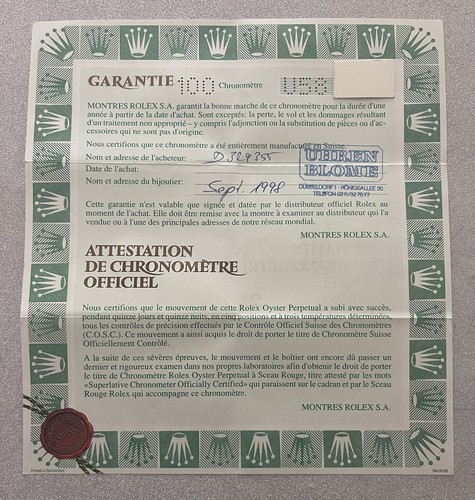 Guarantee rolex explorer - guarantee, 14270