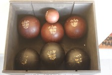 set da 6 bocce (3 +3) e boccino.  Vintage anni 40