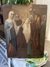 Grande Icona russa XVIII sec Tela su tavola di legno