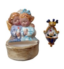 *HH* 2 Stupende Acquasantiera Ceramica Religiose Angioletti Putti Caltagirone