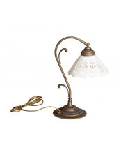 Lampada abat-jour in ottone lavorato made in italy per ceramica traforata bianca
