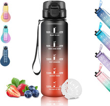 Borraccia 1 Litro, Borraccia Palestra, Senza Perdite, Borraccia Graduata, Borrac