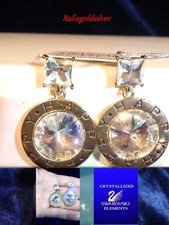Orecchini Donna Pendenti Gioielli Oro Giallo SWAROVSKI ORIGINALI Gioielli Moda 