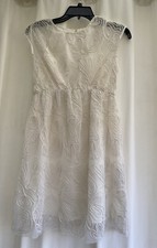 ZARA Vestito Bambino Maglia Ricamato Bambina 13-14 Foderato Avorio Maglia Floreale