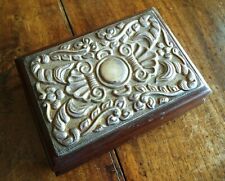 Scatola o portagioie legno e argento 950 decorato e lavorato sbalzato 18x13 cm 