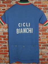 EROICA MAGLIA SHIRT MAILLOT BICI CICLISMO VINTAGE 70'S BIANCHI 50% LANA RICAMATA