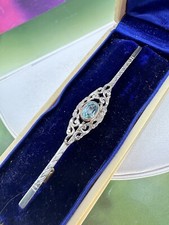 spilla BROCHE AUTENTICA antica inizi 900  gold ORO 12  kt   pietra azzurra box