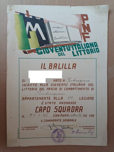 Diploma gioventu - diploma, p.n.f.