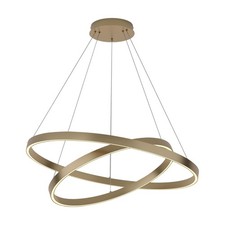 Lampada a sospensione led rotonda Ø 80 cm 2 anelli in ottone 3000 K lampadario soggiorno